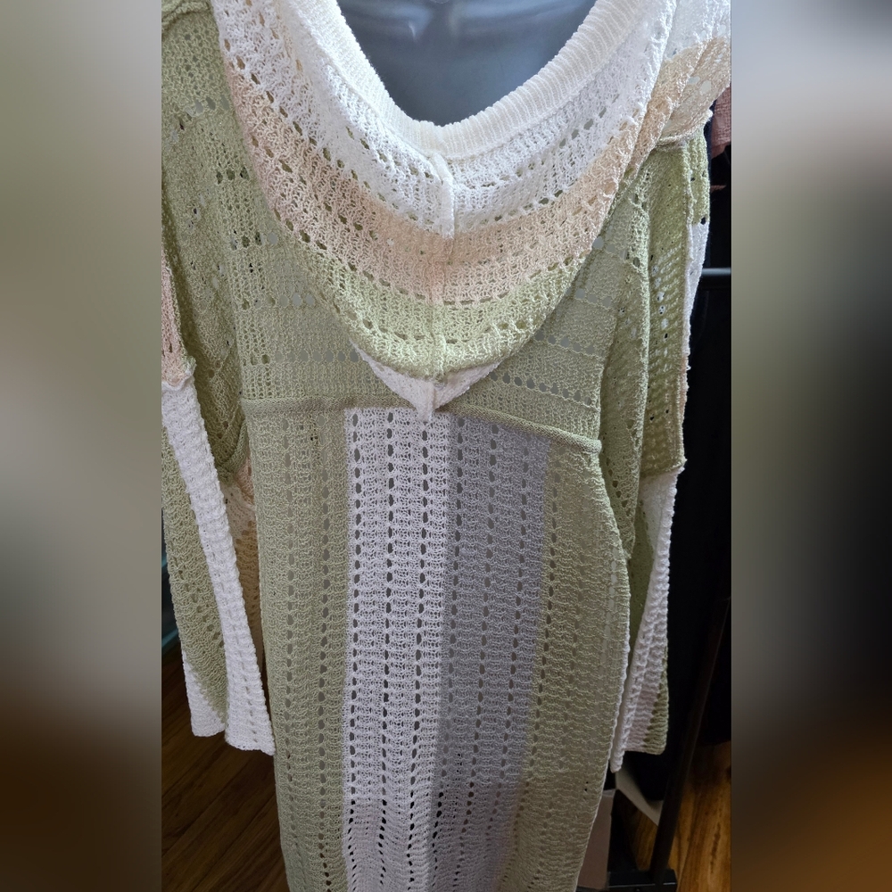 POL Womens Chunky Knit Hoodie Pullover Hi Low Sweater Oversized - Picture 3 of 6
